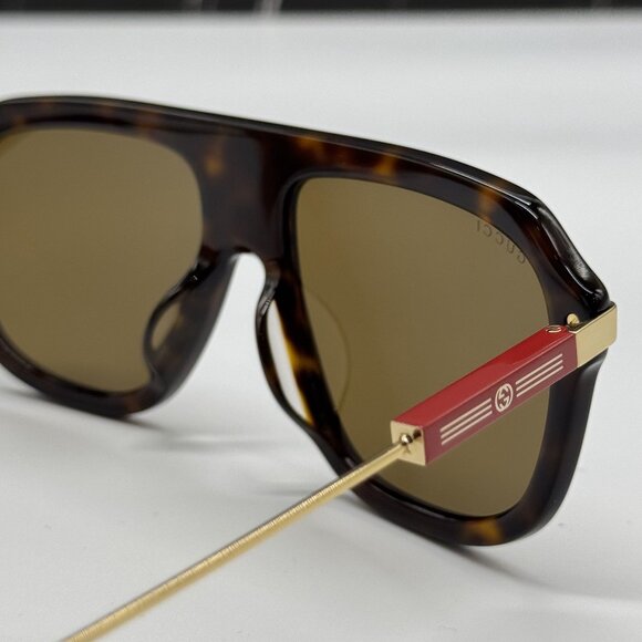 NEW GG1309S 006 GUCCI SUNGLASSES BROWN GOLD EYEWEAR GUCCI - Picture 7 of 11